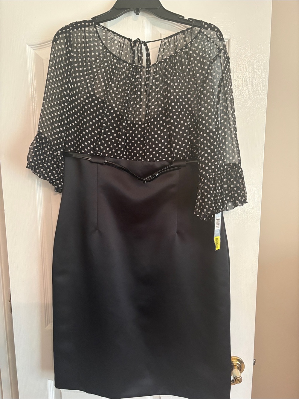 Tahari Black Polka Dot Midi Dress